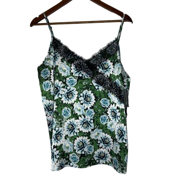 INC International Concepts Women's Floral Lace Camisole Large Green Blue NEW - Picture 1 of 9